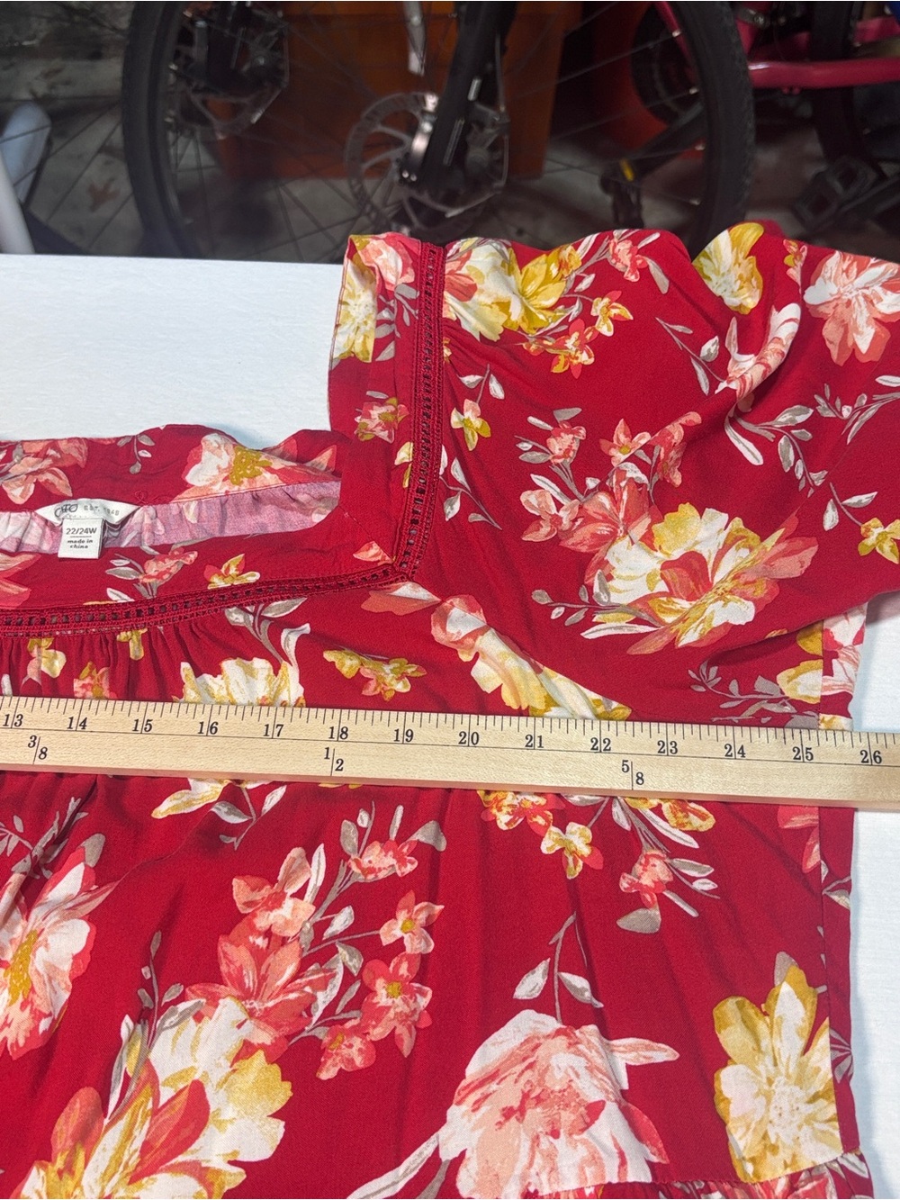 Cato Boho Floral Tiered Dress Square Neck Long Bell Sleeve Pockets Plus Sz 22/24 - Picture 10 of 12